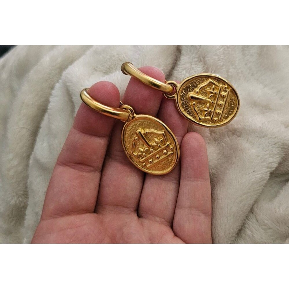 Liz Claiborne Clip On Earrings Crowns Signed